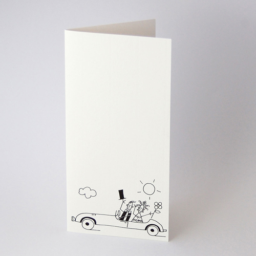 Wedding Cards: Bride and groom leaving on their honeymoon