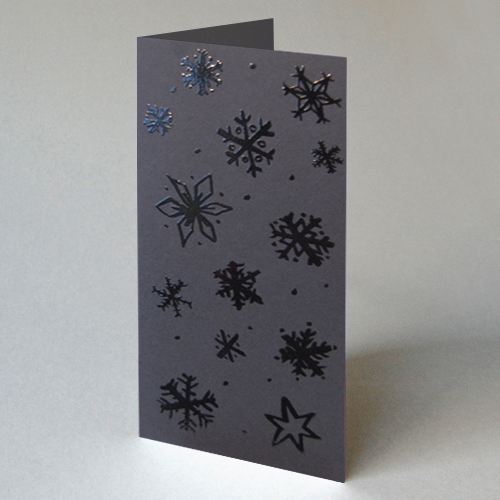 black christmas cards with relief-lacquer: Snowflakes