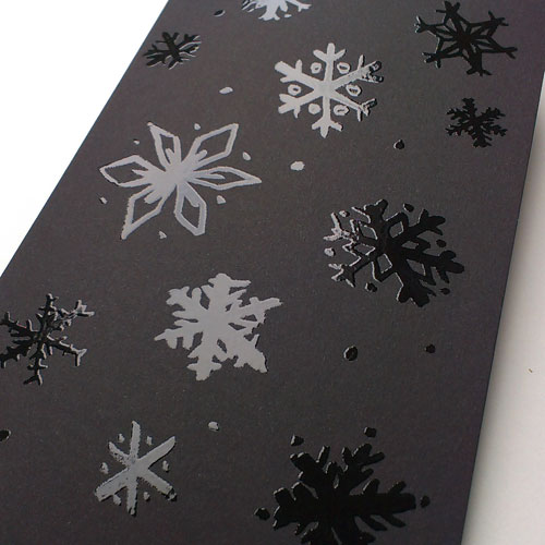 black christmas cards with relief-lacquer: Snowflakes