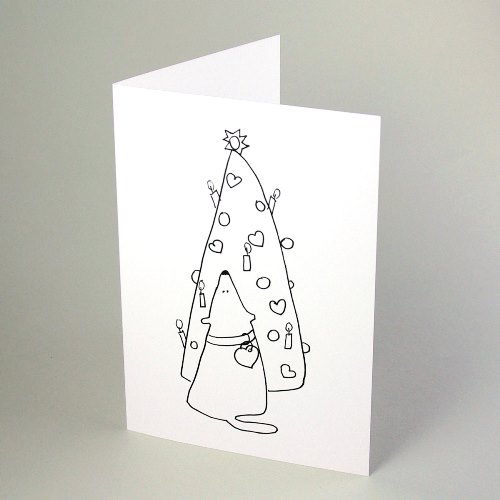 Christmas Cards: Christmas Wishes (Dog under the Christmas tree)