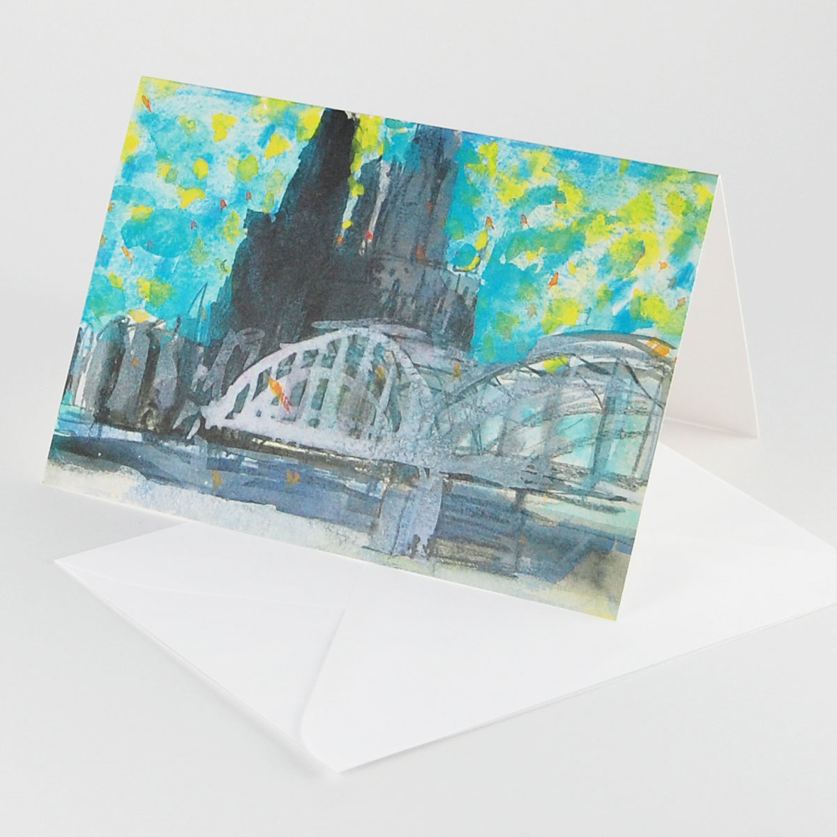 Cologne Cathedral and Hohenzollern Bridge, Christmas Cards with white envelopes