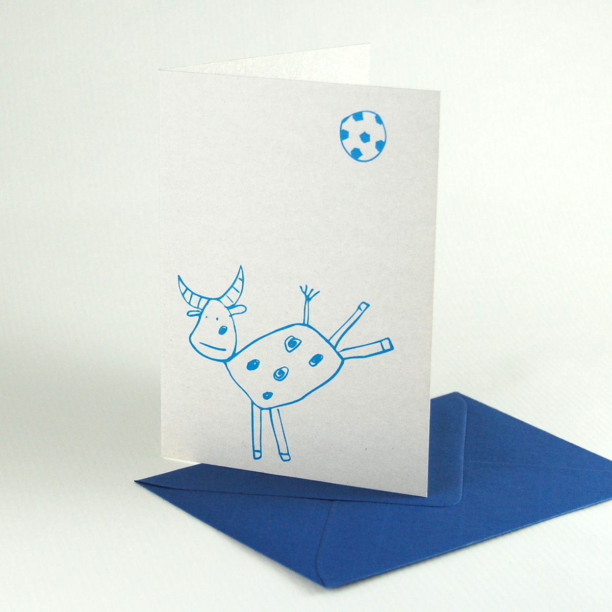 Recycled greeting cards with blue envelopes