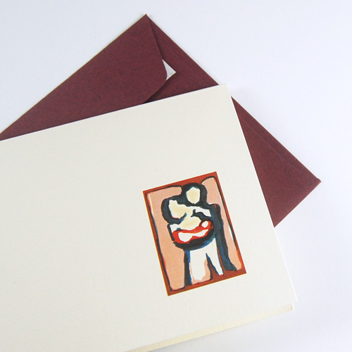 We are having a baby! greeting cards with purple envelopes