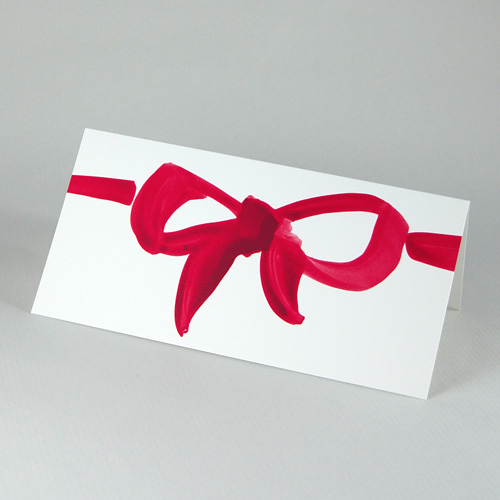 red ribbon, great design printed - international greeting cards from Germany