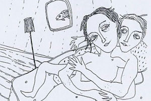small couple, cartoon