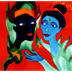orange couple, painting, acryl on canvas
