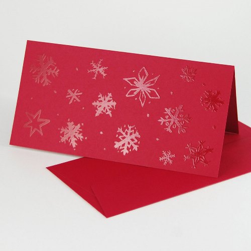 red christmas cards with red envelopes