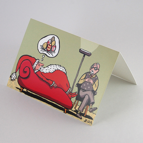 on the sofa, funny Christmas Cards for psychiatrists