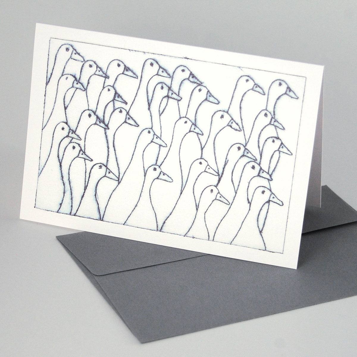 christmas geese, christmas cards with colored envelopes