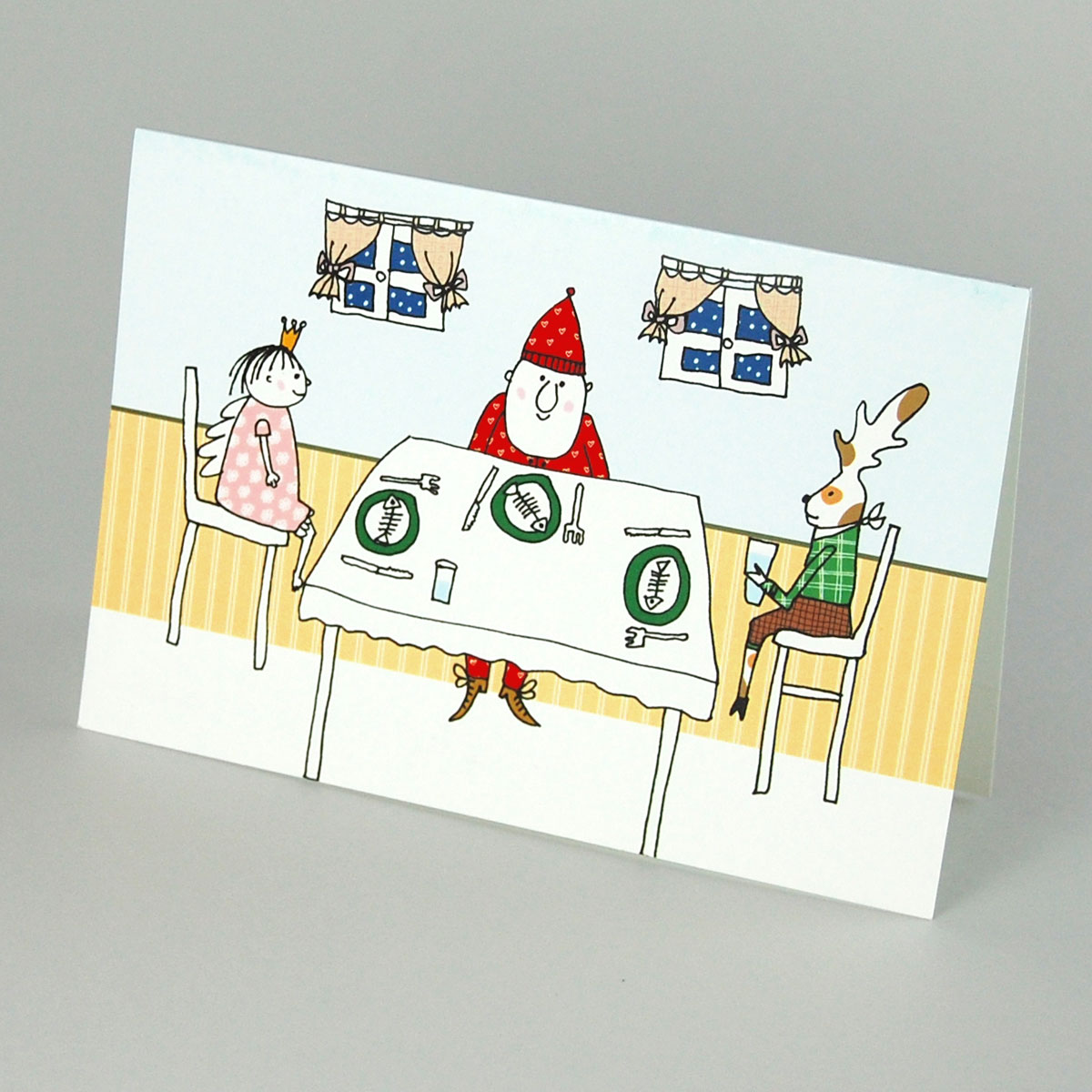 In the Kitchen (Santa Claus, an Angel and Rudolph eating), Corporate Christmas Cards