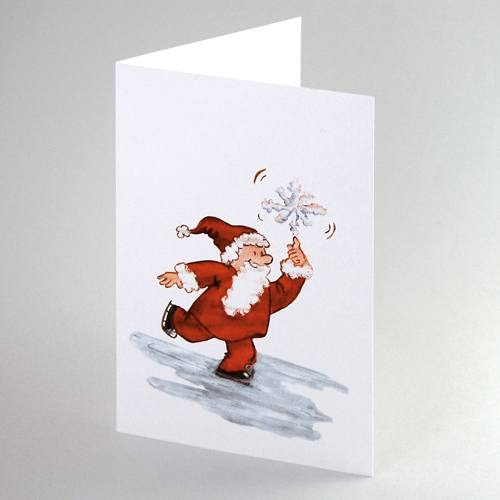 funny christmas cards: Santa Claus ice skating
