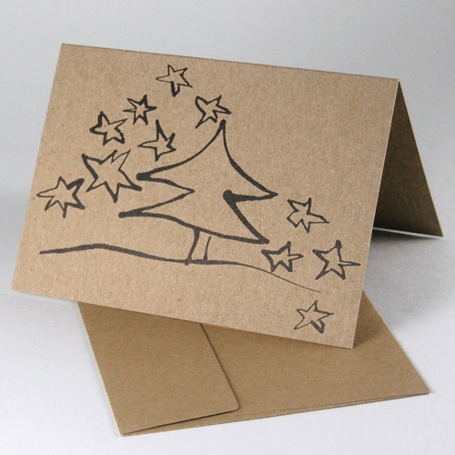 Christmas Cards: Tree with starry Sky