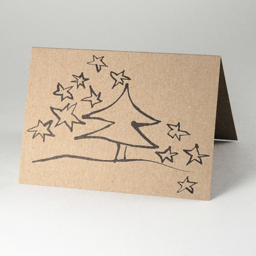 Christmas Cards: Tree with starry Sky