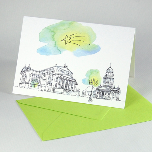 Berlin  Gendarmenmarkt, christmas cards with colored envelopes