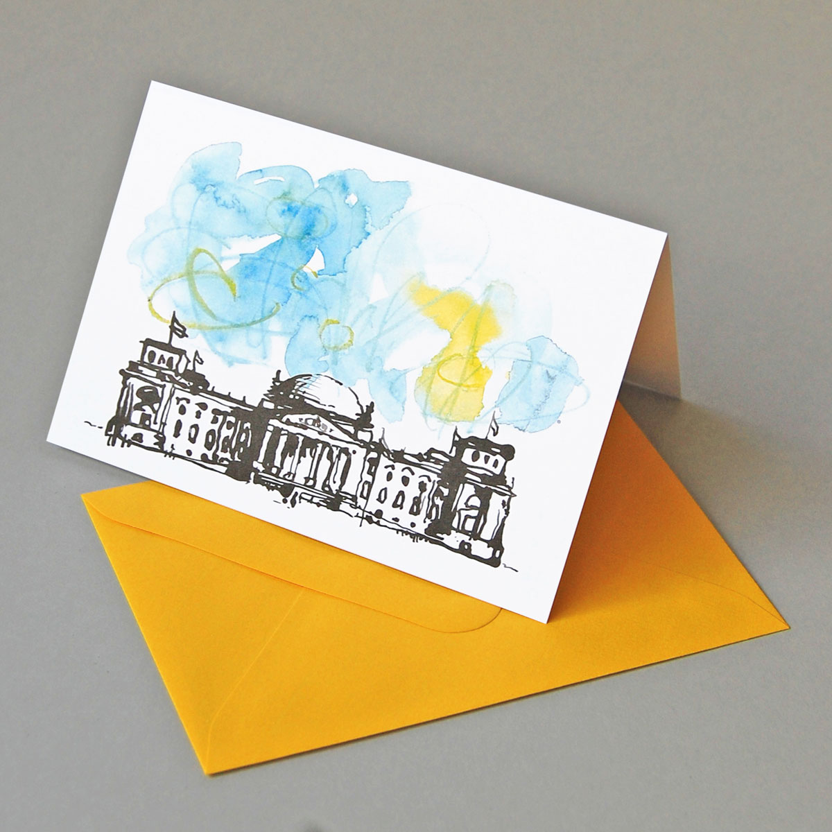 Reichstag - the German Parliament, greeting cards with colored envelopes