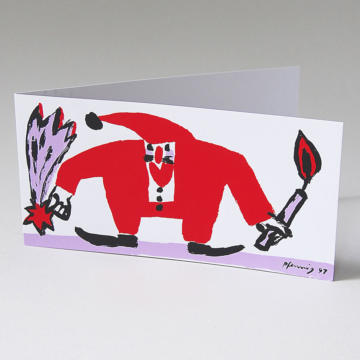 silkscreen printing christmas cards: Santa Claus, limited edition